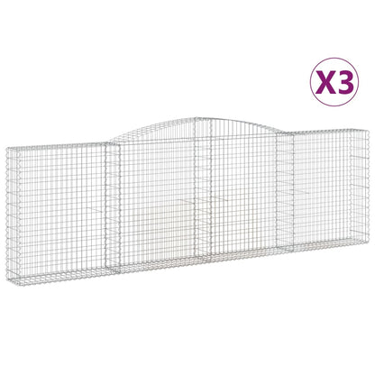 Gabionen Mit Hochbogen 3 Stk. 400X30X120/140Cm Verzinktes Eisen