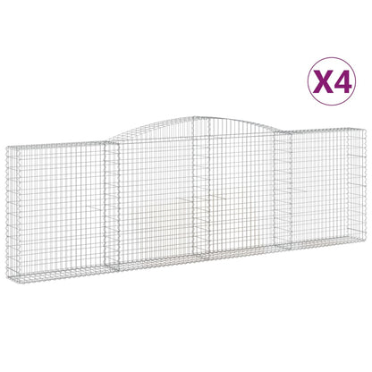 Gabionen Mit Hochbogen 4 Stk. 400X30X120/140Cm Verzinktes Eisen