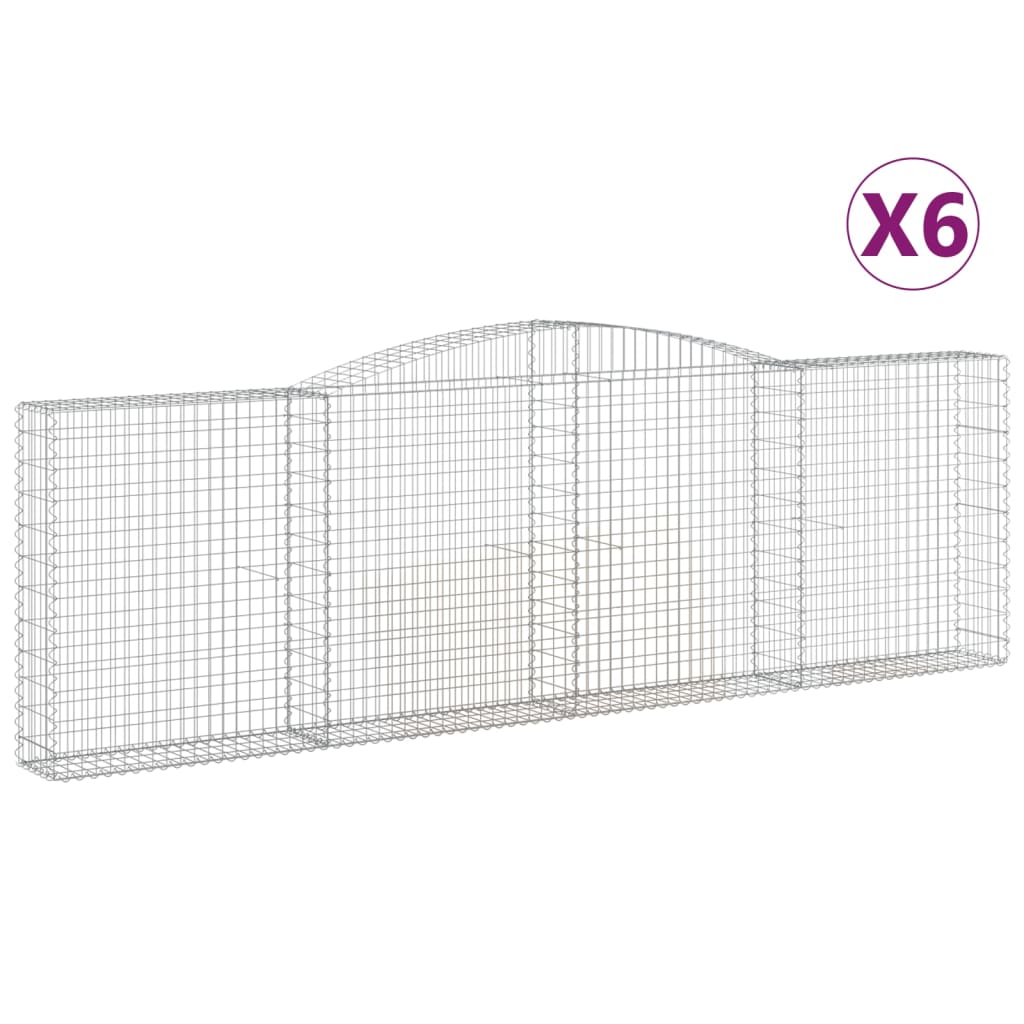 Gabionen Mit Hochbogen 6 Stk. 400X30X120/140Cm Verzinktes Eisen