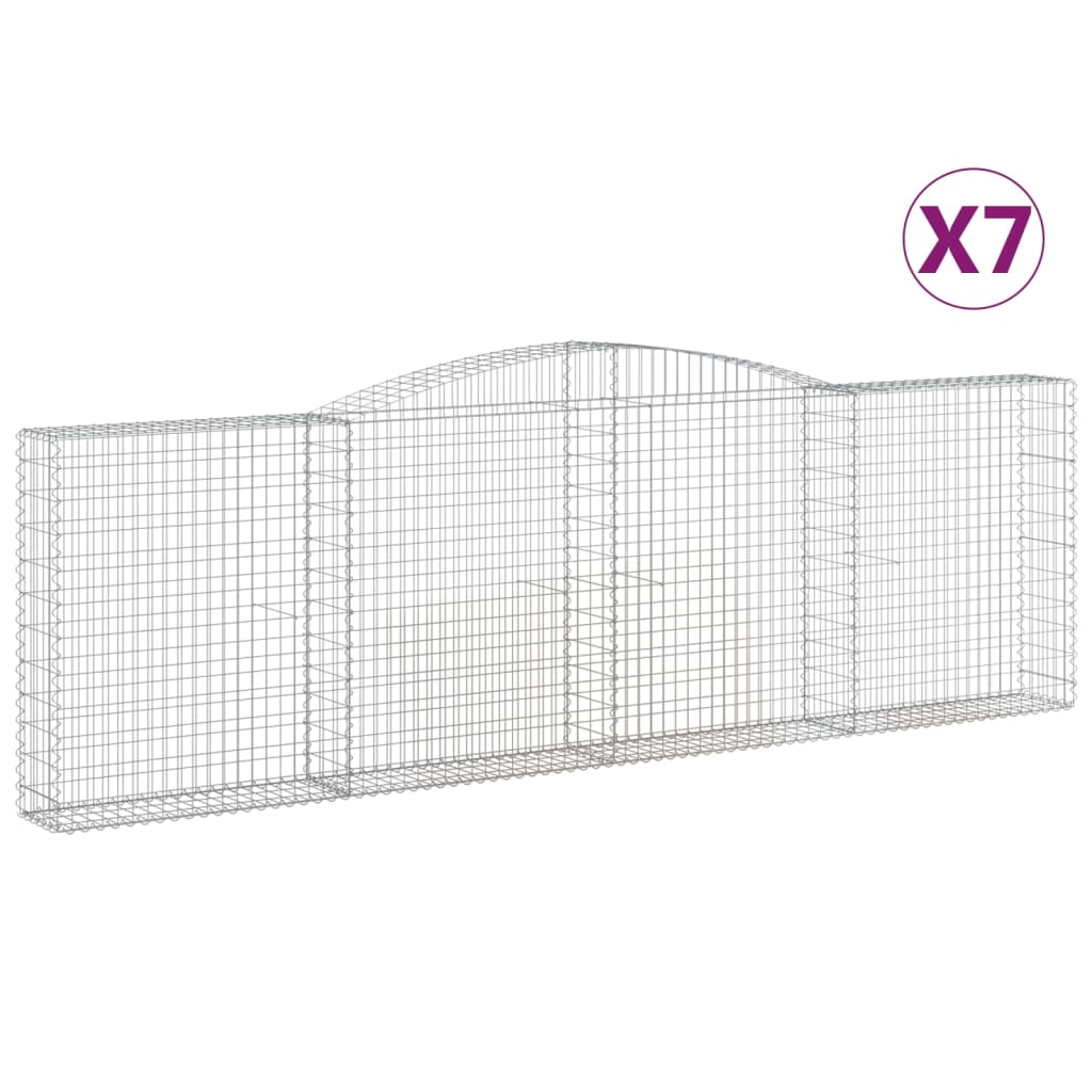 Gabionen Mit Hochbogen 7 Stk. 400X30X120/140Cm Verzinktes Eisen