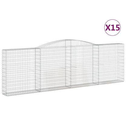 Gabionen Mit Hochbogen 15Stk. 400X30X120/140Cm Verzinktes Eisen