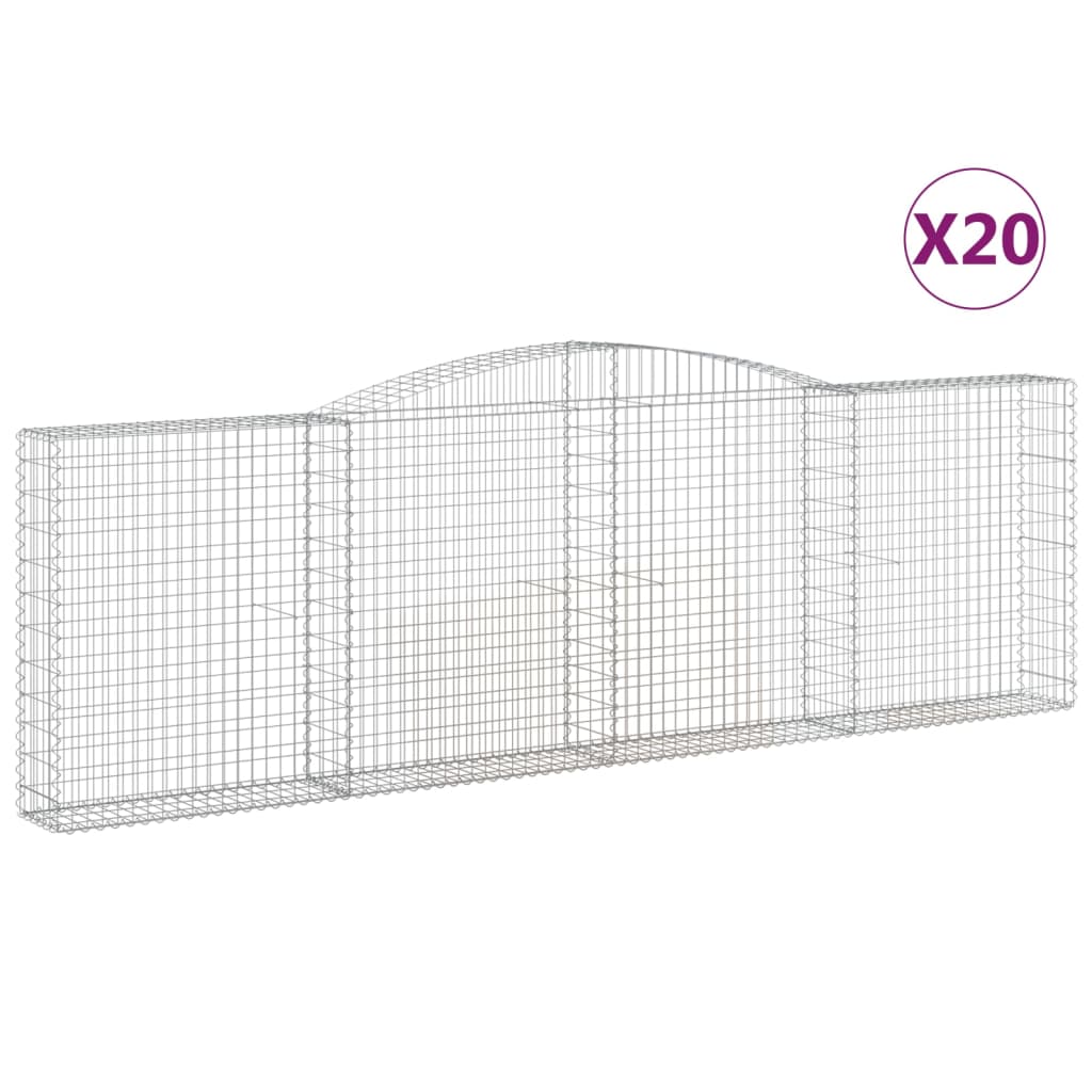 Gabionen Mit Hochbogen 20Stk. 400X30X120/140Cm Verzinktes Eisen