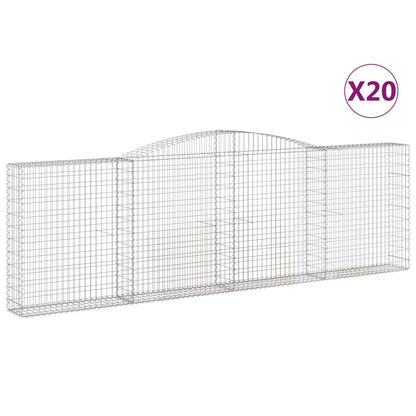 Gabionen Mit Hochbogen 20Stk. 400X30X120/140Cm Verzinktes Eisen