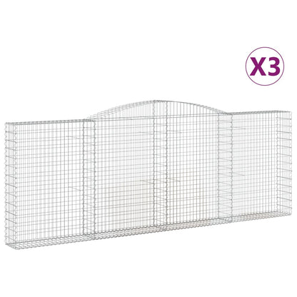 Gabionen Mit Hochbogen 3 Stk. 400X30X140/160Cm Verzinktes Eisen