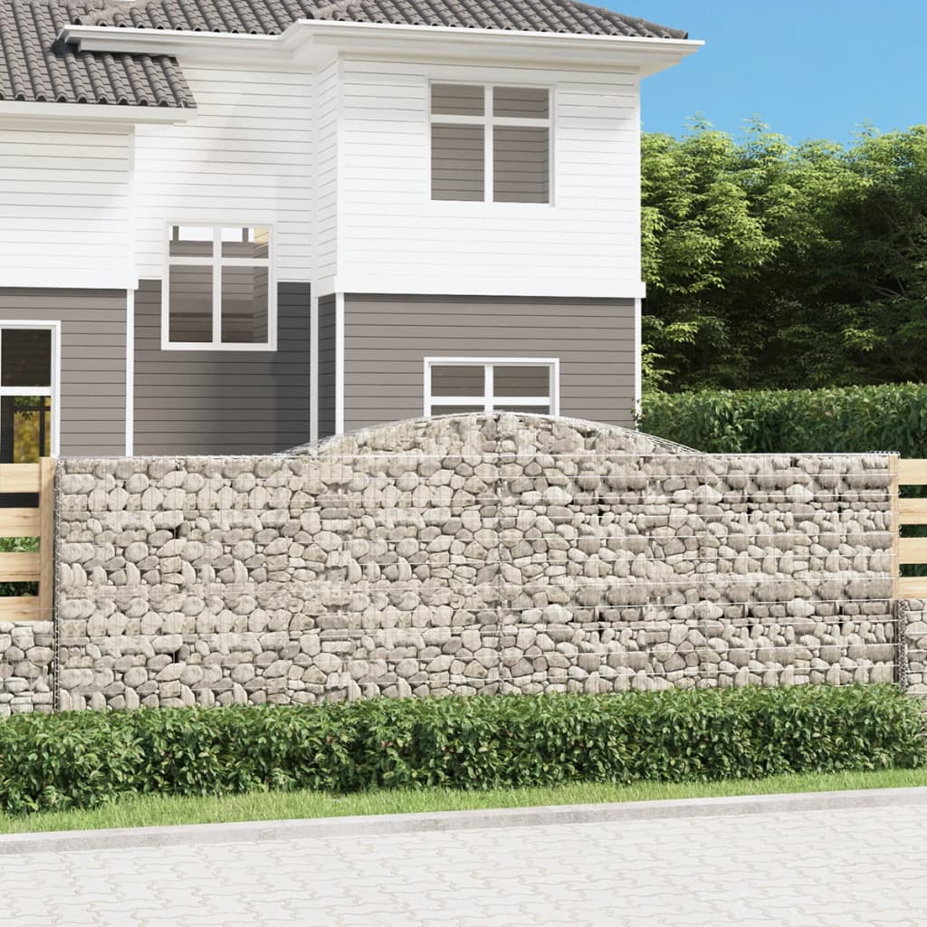Gabionen Mit Hochbogen 3 Stk. 400X30X140/160Cm Verzinktes Eisen