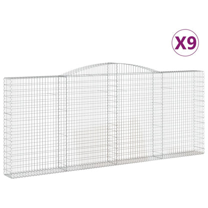 Gabionen Mit Hochbogen 9 Stk. 400X30X160/180Cm Verzinktes Eisen