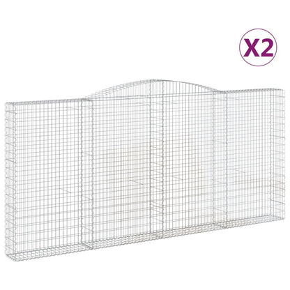 Gabionen Mit Hochbogen 2 Stk. 400X30X180/200Cm Verzinktes Eisen
