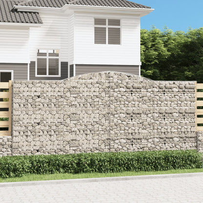 Gabionen Mit Hochbogen 2 Stk. 400X30X180/200Cm Verzinktes Eisen