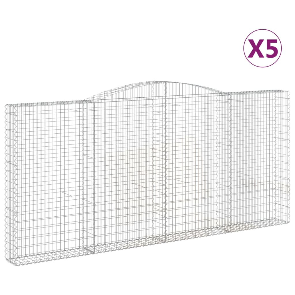 Gabionen Mit Hochbogen 5 Stk. 400X30X180/200Cm Verzinktes Eisen