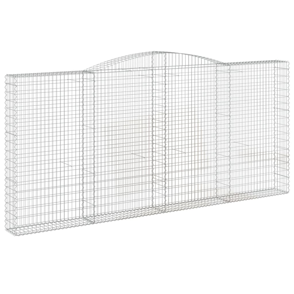 Gabionen Mit Hochbogen 6 Stk. 400X30X180/200Cm Verzinktes Eisen