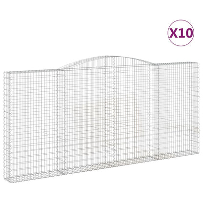 Gabionen Mit Hochbogen 10Stk. 400X30X180/200Cm Verzinktes Eisen