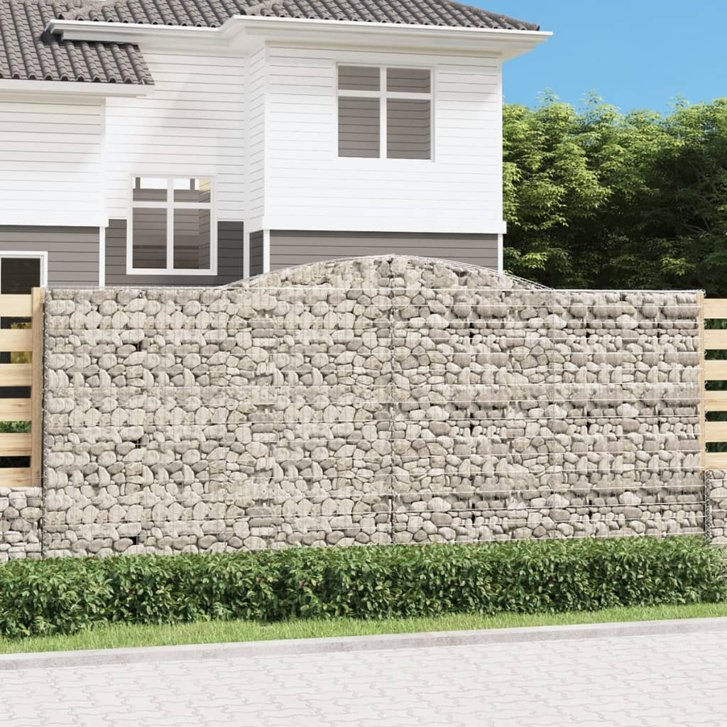 Gabionen Mit Hochbogen 15Stk. 400X30X180/200Cm Verzinktes Eisen