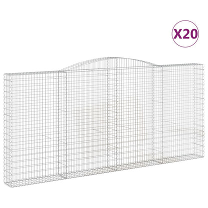 Gabionen Mit Hochbogen 20Stk. 400X30X180/200Cm Verzinktes Eisen
