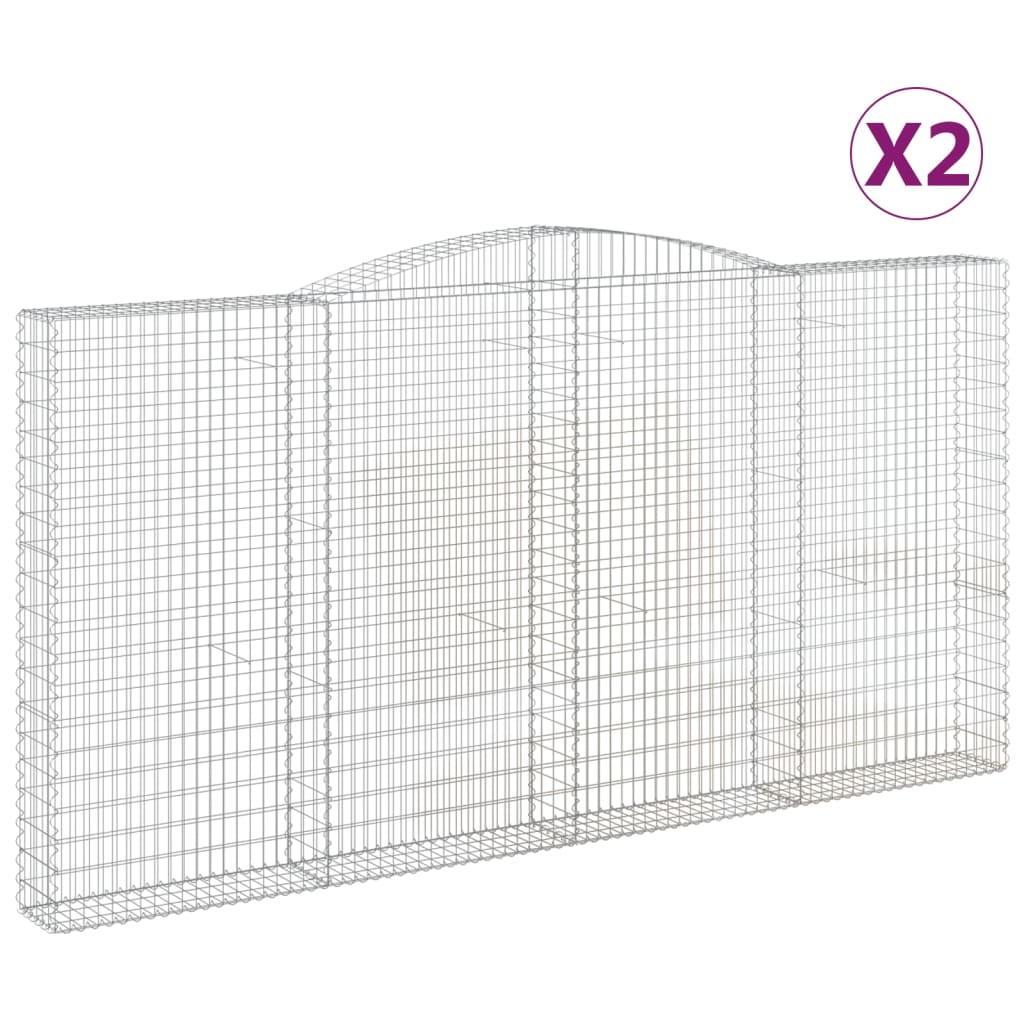 Gabionen Mit Hochbogen 2 Stk. 400X30X200/220Cm Verzinktes Eisen