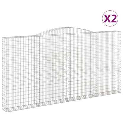 Gabionen Mit Hochbogen 2 Stk. 400X30X200/220Cm Verzinktes Eisen