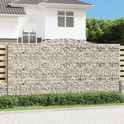 Gabionen Mit Hochbogen 2 Stk. 400X30X200/220Cm Verzinktes Eisen