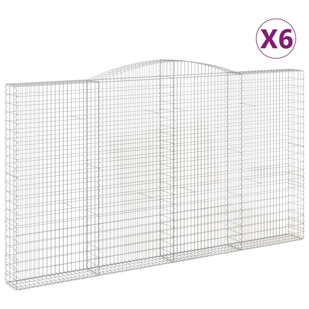 Gabionen Mit Hochbogen 6 Stk. 400X30X220/240Cm Verzinktes Eisen