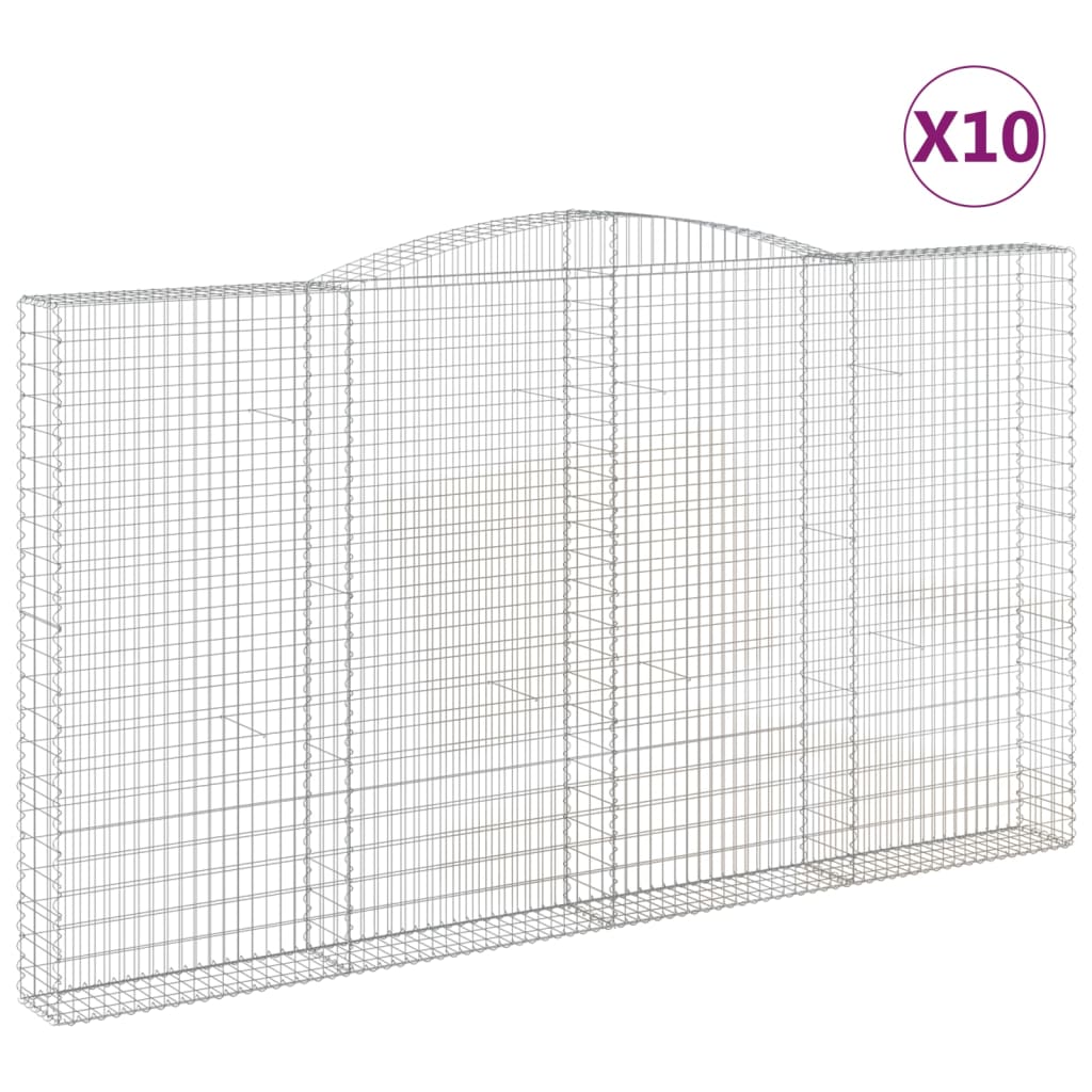 Gabionen Mit Hochbogen 10Stk. 400X30X220/240Cm Verzinktes Eisen