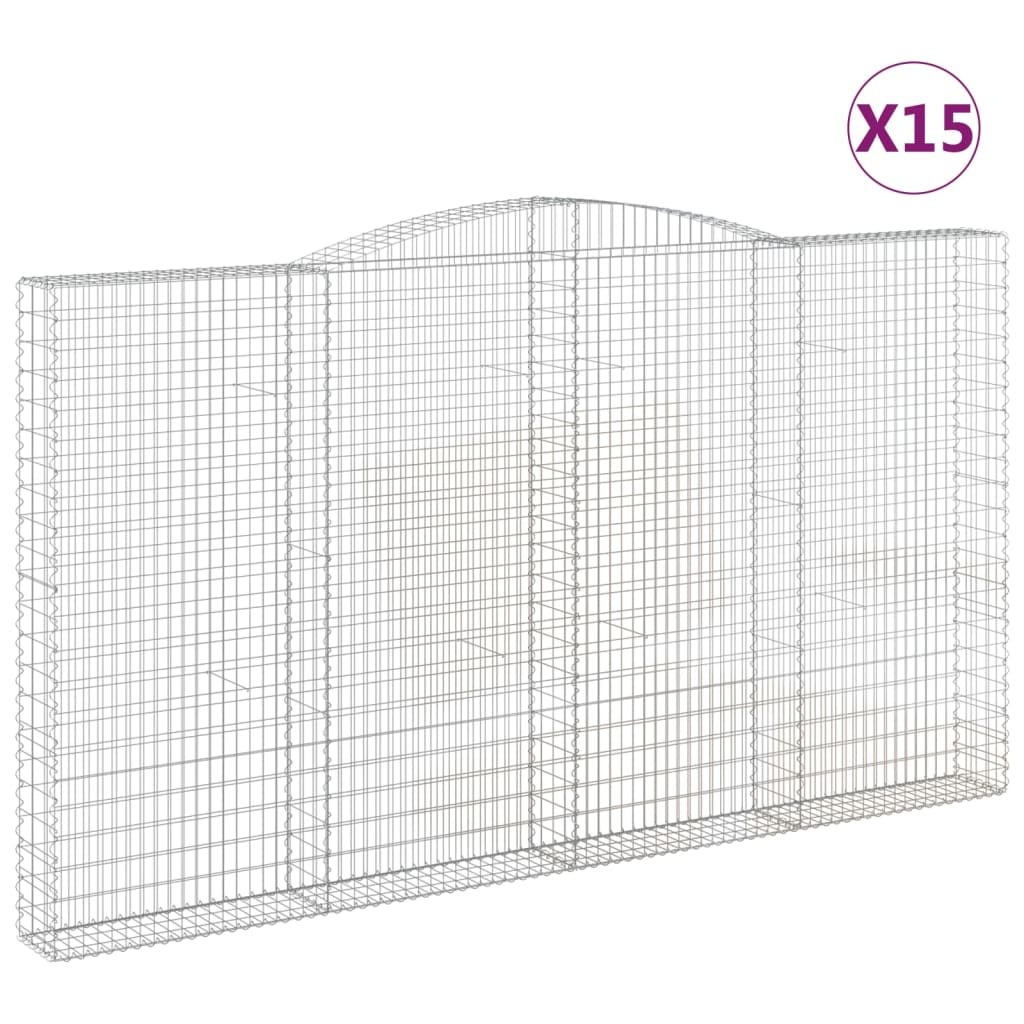 Gabionen Mit Hochbogen 15Stk. 400X30X220/240Cm Verzinktes Eisen