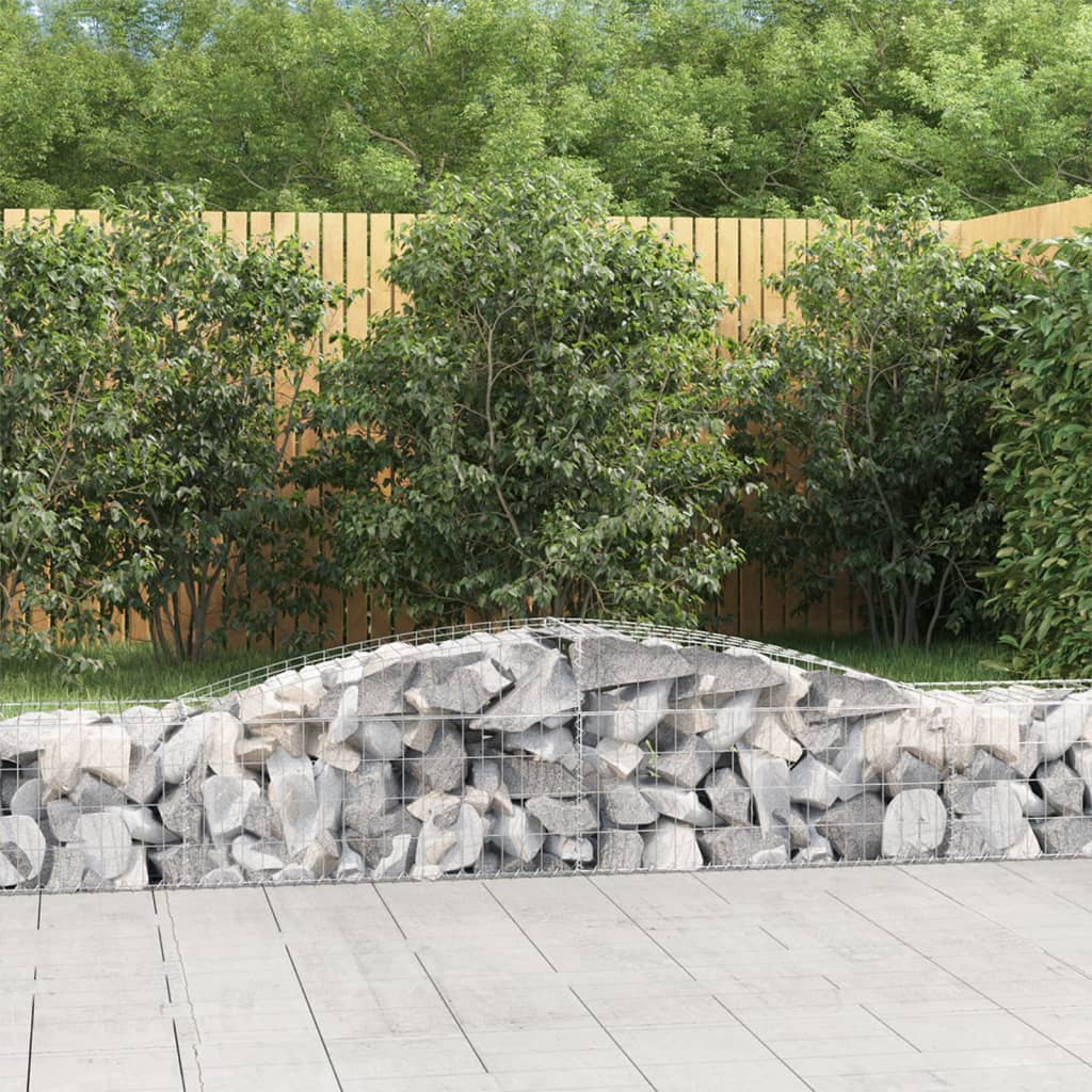 Gabionen Mit Hochbogen 2 Stk. 400X50X40/60Cm Verzinktes Eisen