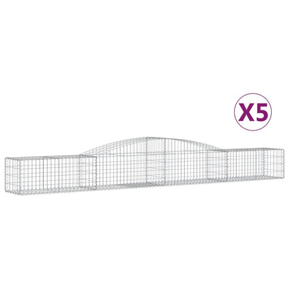Gabionen Mit Hochbogen 5 Stk. 400X50X40/60Cm Verzinktes Eisen