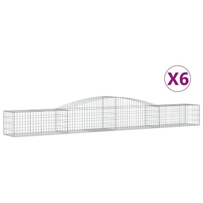 Gabionen Mit Hochbogen 6 Stk. 400X50X40/60Cm Verzinktes Eisen