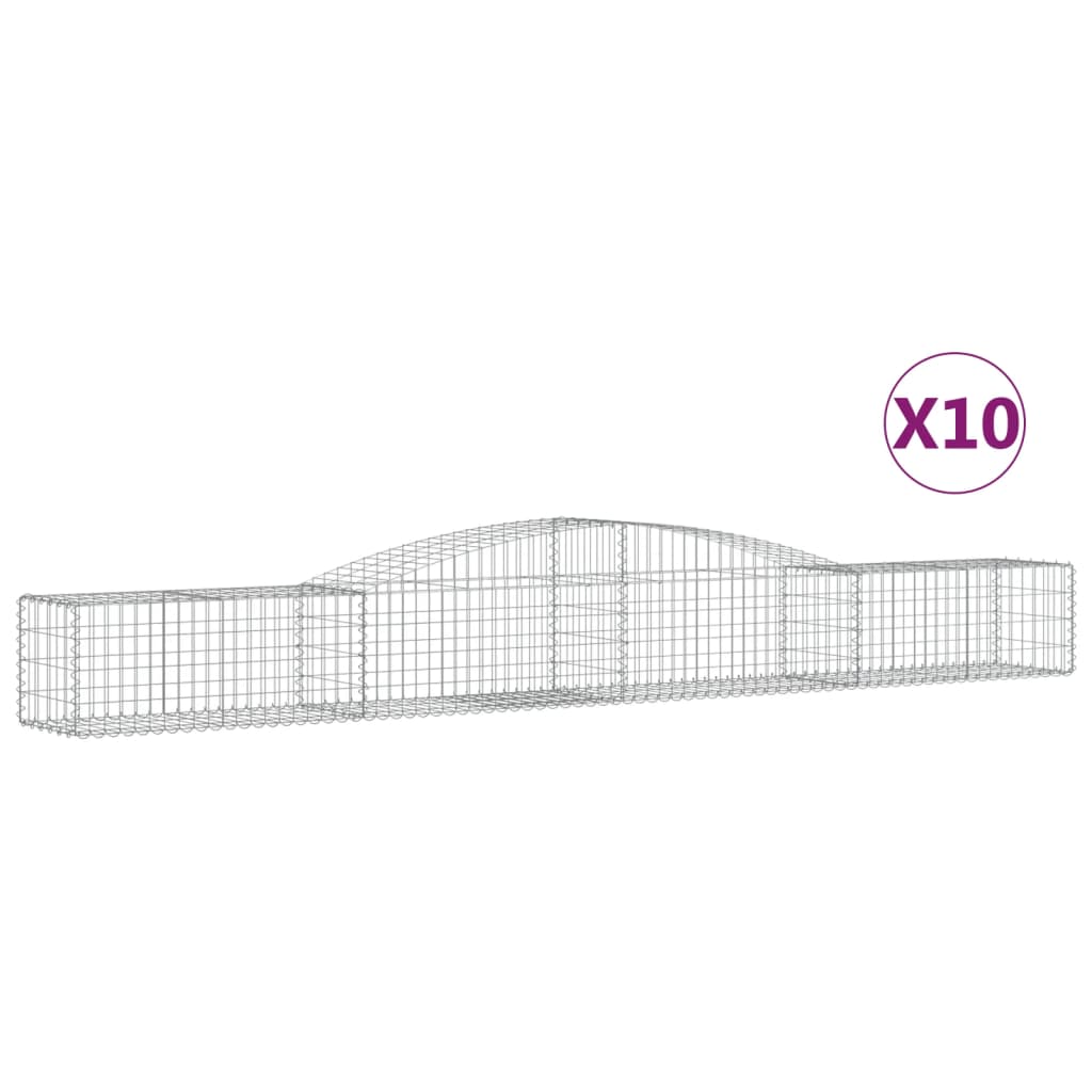 Gabionen Mit Hochbogen 10 Stk. 400X50X40/60Cm Verzinktes Eisen