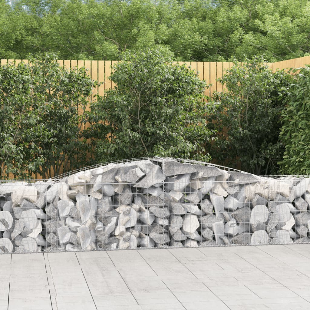 Gabionen Mit Hochbogen 3 Stk. 400X50X60/80Cm Verzinktes Eisen
