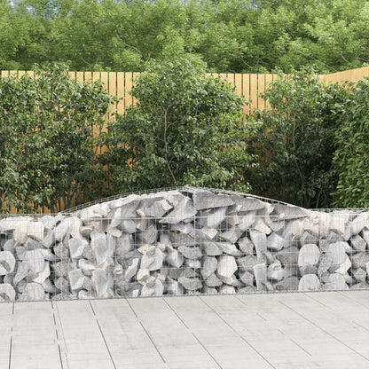Gabionen Mit Hochbogen 3 Stk. 400X50X60/80Cm Verzinktes Eisen