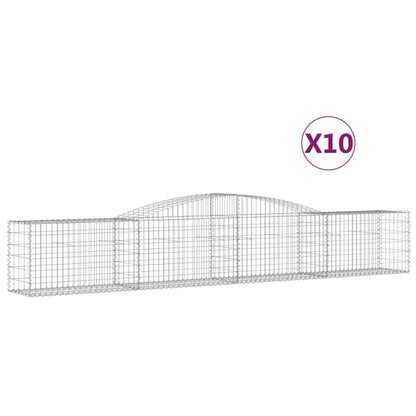 Gabionen Mit Hochbogen 10 Stk. 400X50X60/80Cm Verzinktes Eisen