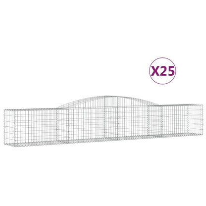 Gabionen Mit Hochbogen 25 Stk. 400X50X60/80Cm Verzinktes Eisen