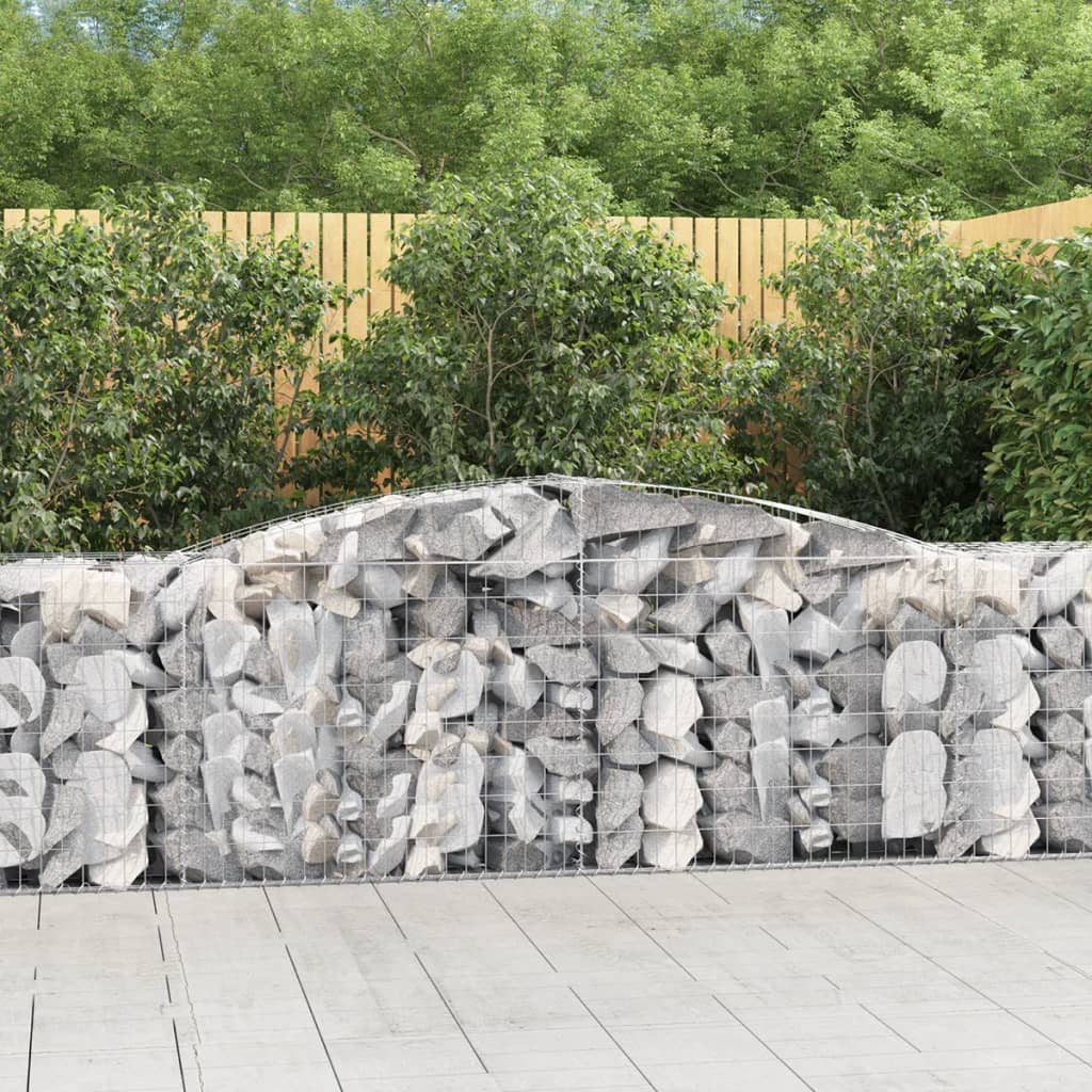 Gabionen Mit Hochbogen 3 Stk. 400X50X80/100Cm Verzinktes Eisen