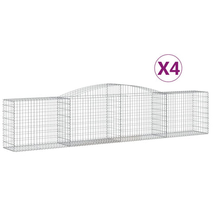 Gabionen Mit Hochbogen 4 Stk. 400X50X80/100Cm Verzinktes Eisen