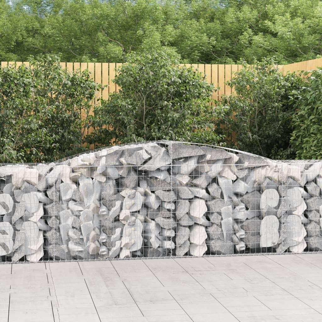Gabionen Mit Hochbogen 4 Stk. 400X50X80/100Cm Verzinktes Eisen