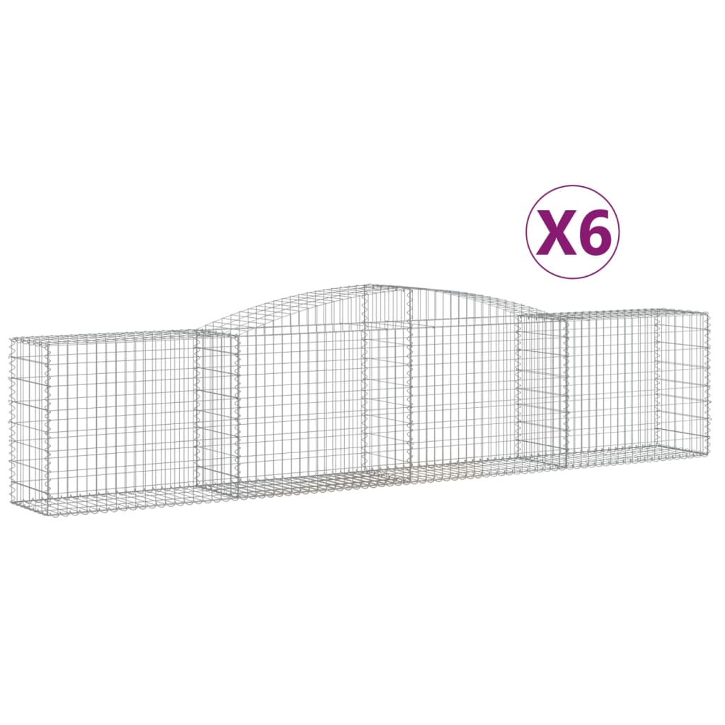 Gabionen Mit Hochbogen 6 Stk. 400X50X80/100Cm Verzinktes Eisen
