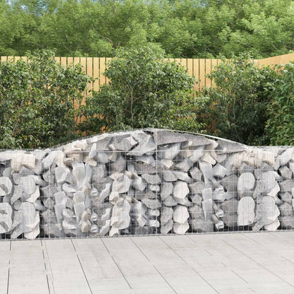 Gabionen Mit Hochbogen 7 Stk. 400X50X80/100Cm Verzinktes Eisen