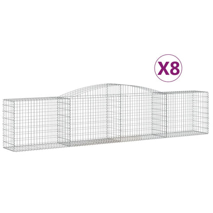 Gabionen Mit Hochbogen 8 Stk. 400X50X80/100Cm Verzinktes Eisen