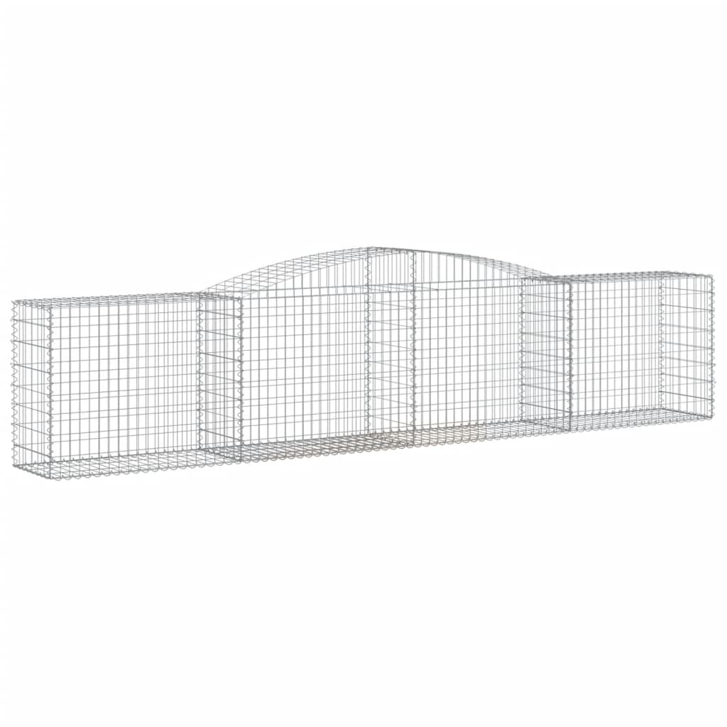 Gabionen Mit Hochbogen 8 Stk. 400X50X80/100Cm Verzinktes Eisen