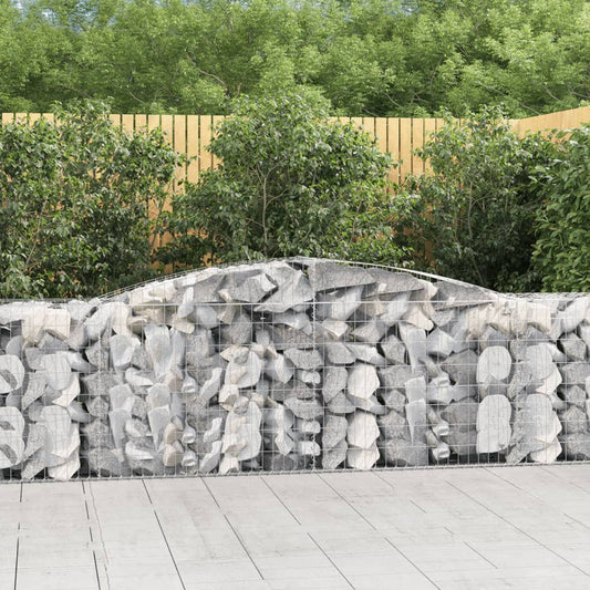 Gabionen Mit Hochbogen 8 Stk. 400X50X80/100Cm Verzinktes Eisen