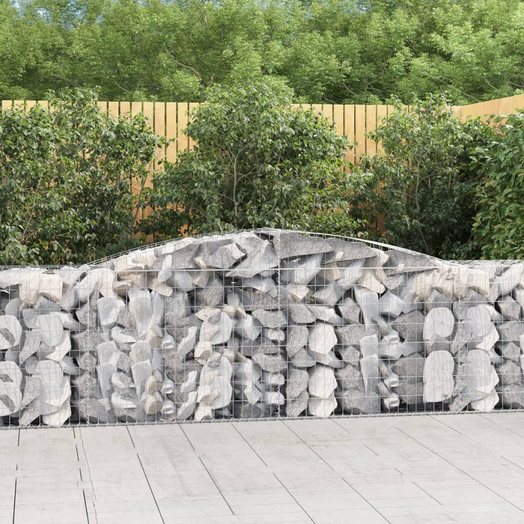 Gabionen Mit Hochbogen 10 Stk. 400X50X80/100Cm Verzinktes Eisen
