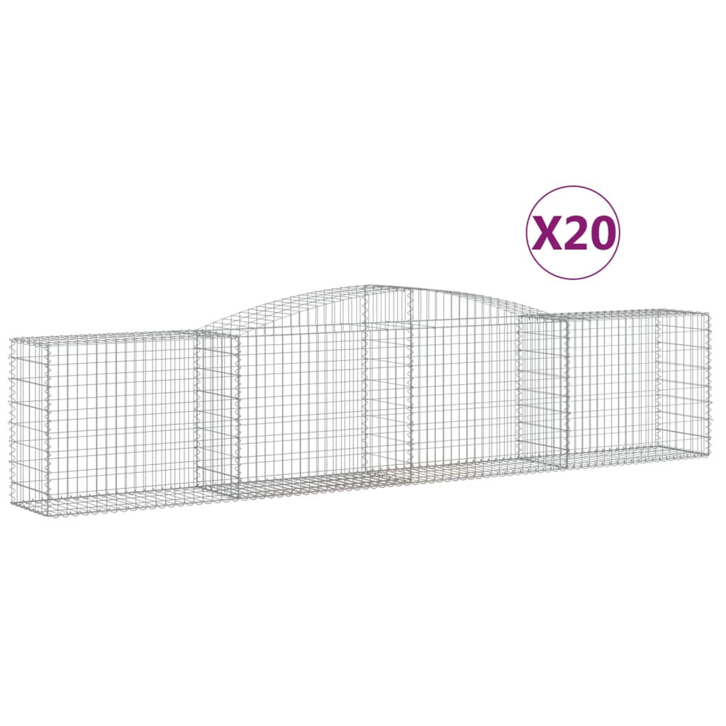 Gabionen Mit Hochbogen 20 Stk. 400X50X80/100Cm Verzinktes Eisen