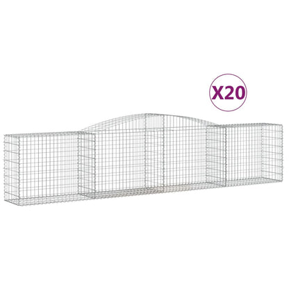 Gabionen Mit Hochbogen 20 Stk. 400X50X80/100Cm Verzinktes Eisen