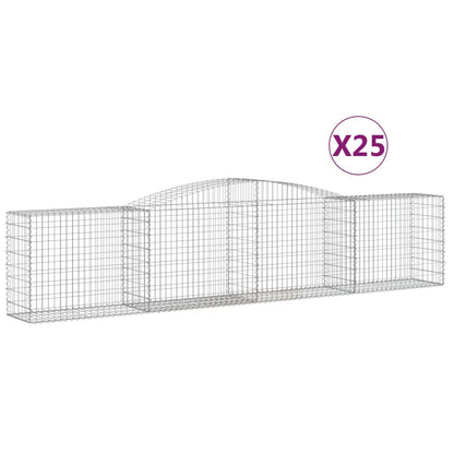 Gabionen Mit Hochbogen 25 Stk. 400X50X80/100Cm Verzinktes Eisen