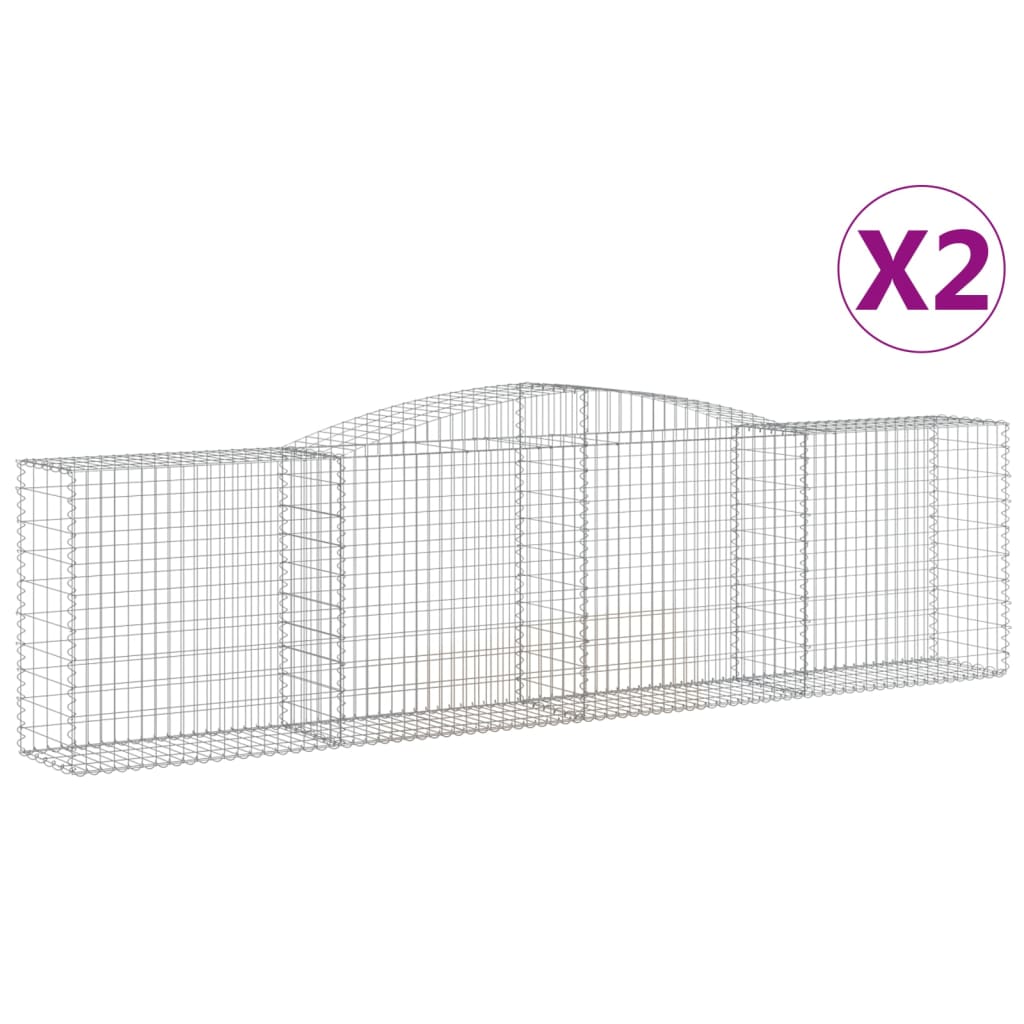 Gabionen Mit Hochbogen 2 Stk. 400X50X100/120Cm Verzinktes Eisen