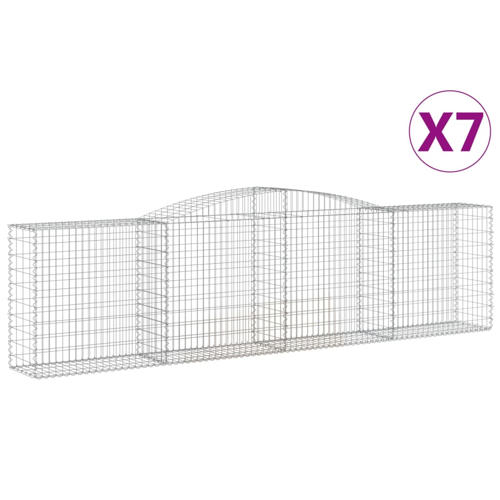 Gabionen Mit Hochbogen 7 Stk. 400X50X100/120Cm Verzinktes Eisen