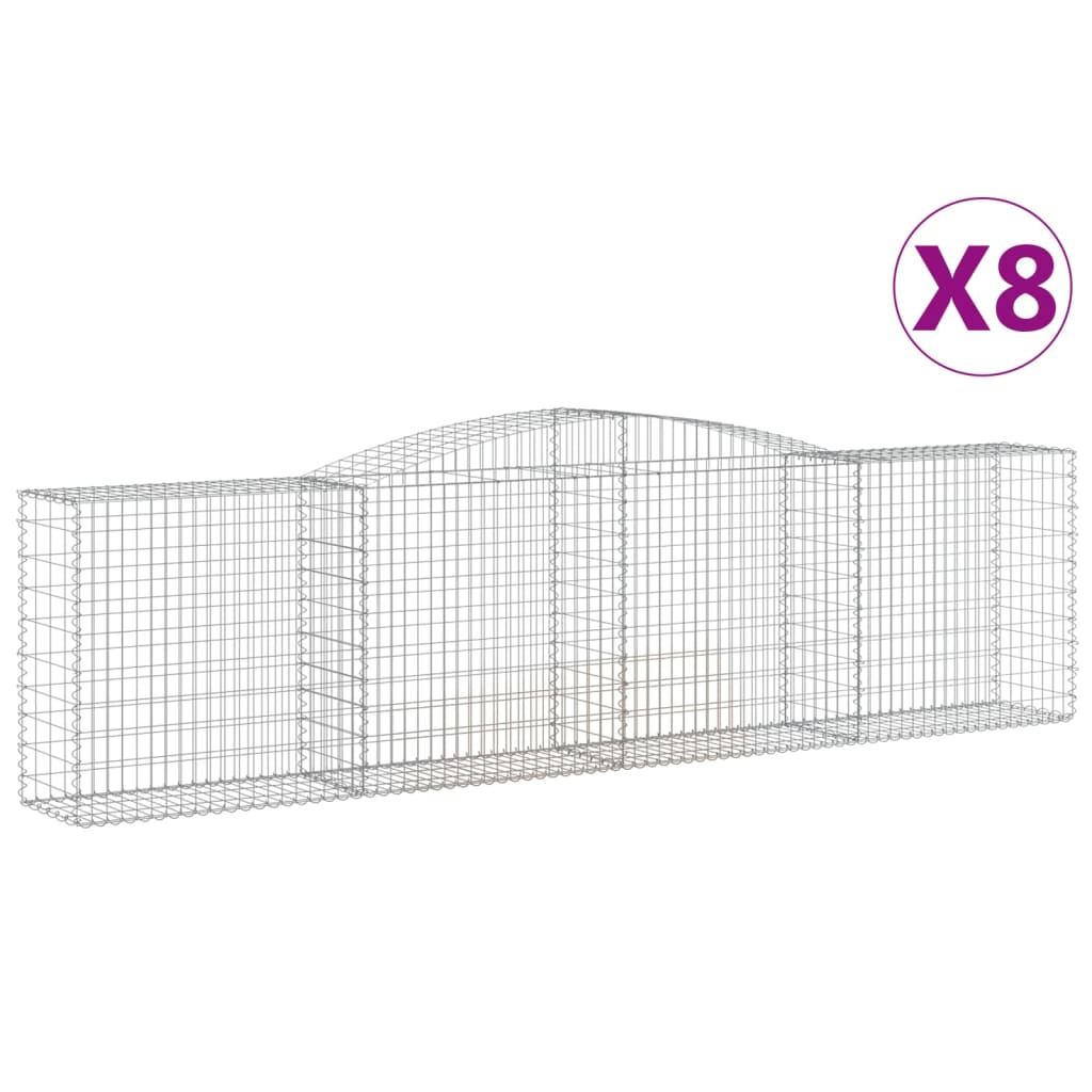 Gabionen Mit Hochbogen 8 Stk. 400X50X100/120Cm Verzinktes Eisen