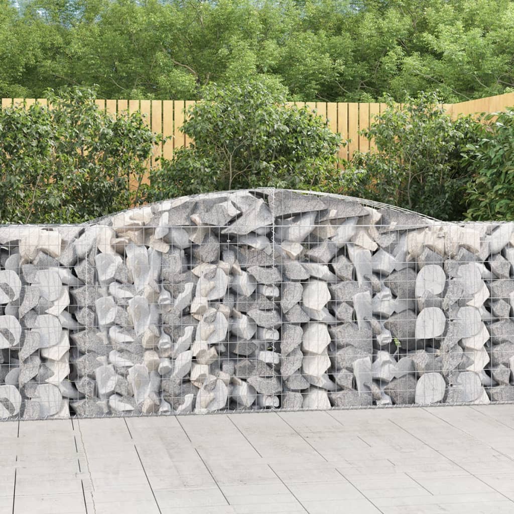 Gabionen Mit Hochbogen 8 Stk. 400X50X100/120Cm Verzinktes Eisen