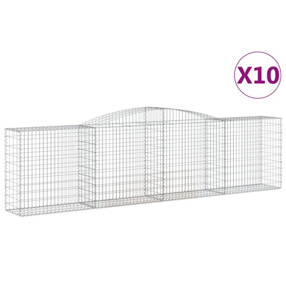 Gabionen Mit Hochbogen 10 Stk 400X50X100/120Cm Verzinktes Eisen