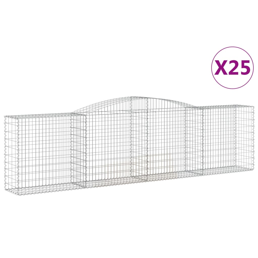 Gabionen Mit Hochbogen 25 Stk 400X50X100/120Cm Verzinktes Eisen