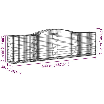 Gabionen Mit Hochbogen 25 Stk 400X50X100/120Cm Verzinktes Eisen